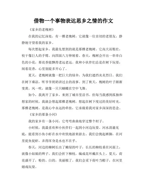 借物一个事物表达思乡之情的作文