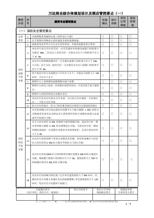 1 万达建筑专业设计管控要点