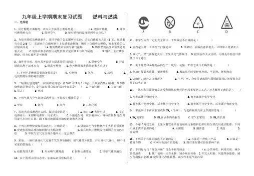 九年级化学总复习 燃料与燃烧试题