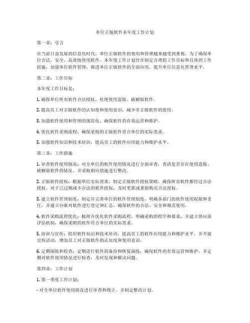 单位正版软件本年度工作计划