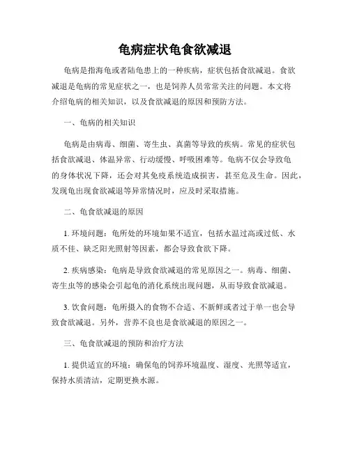 龟病症状龟食欲减退