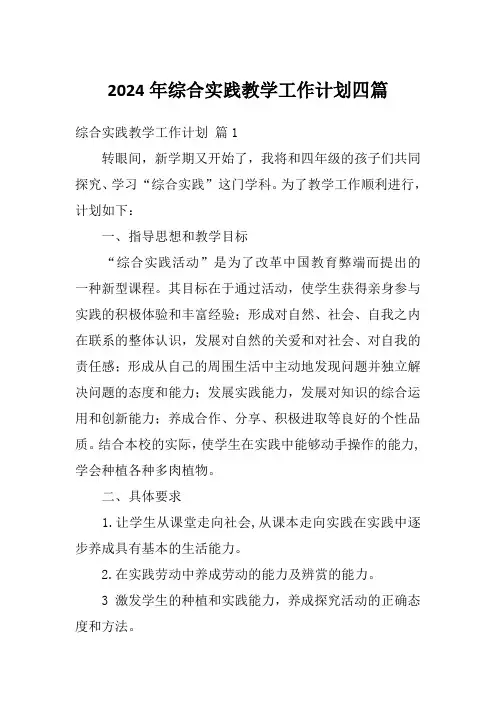 2024年综合实践教学工作计划四篇