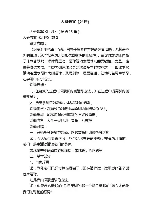 大班教案《足球》（精选15篇）