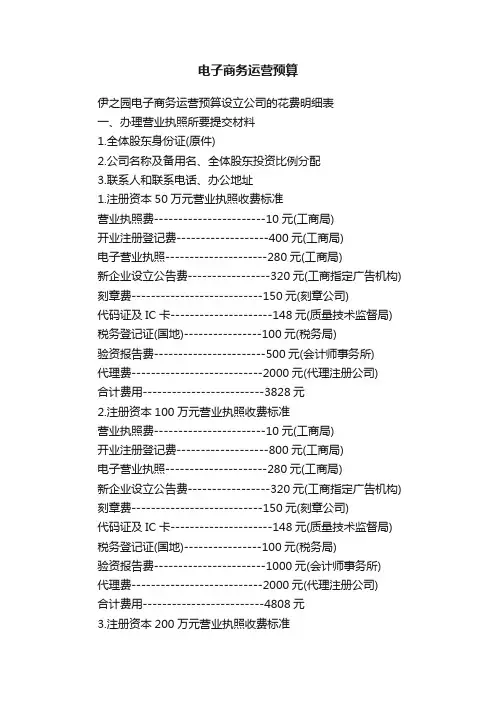 电子商务运营预算