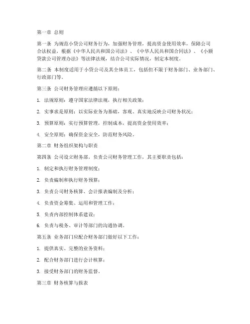 小贷公司的财务管理制度
