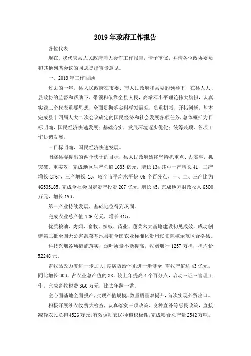 最新-2019年政 府 工 作 报 告 精品