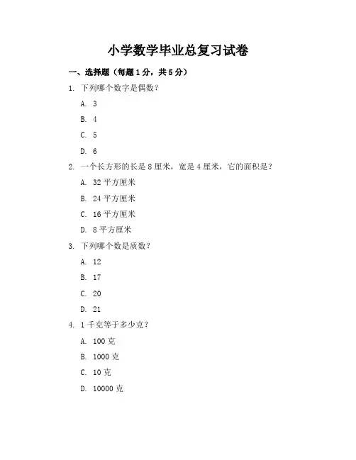 小学数学毕业总复习试卷