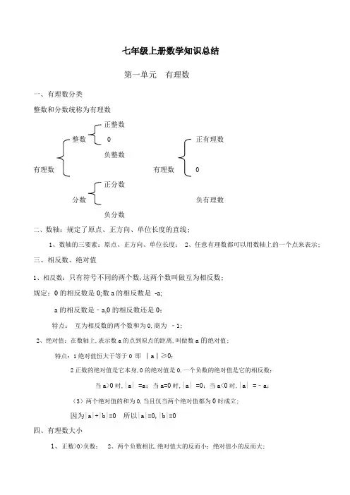 沪科版七年级上册数学知识点总结