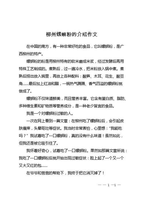 柳州螺蛳粉的介绍作文