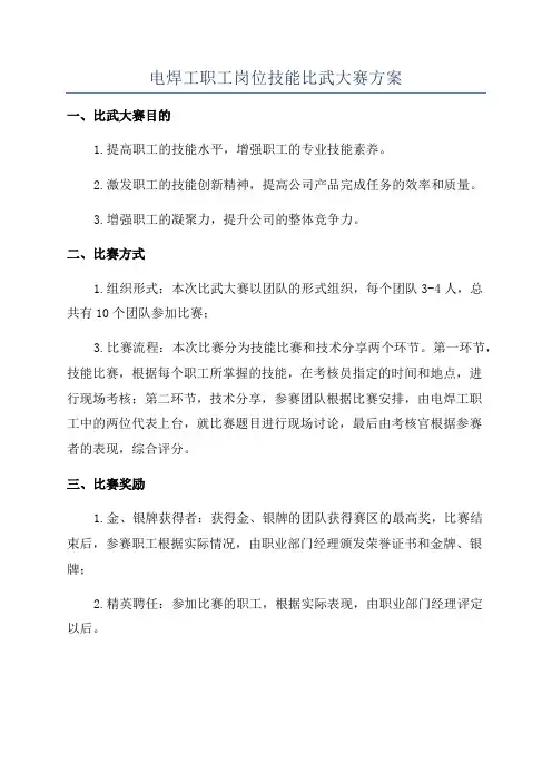 电焊工职工岗位技能比武大赛方案