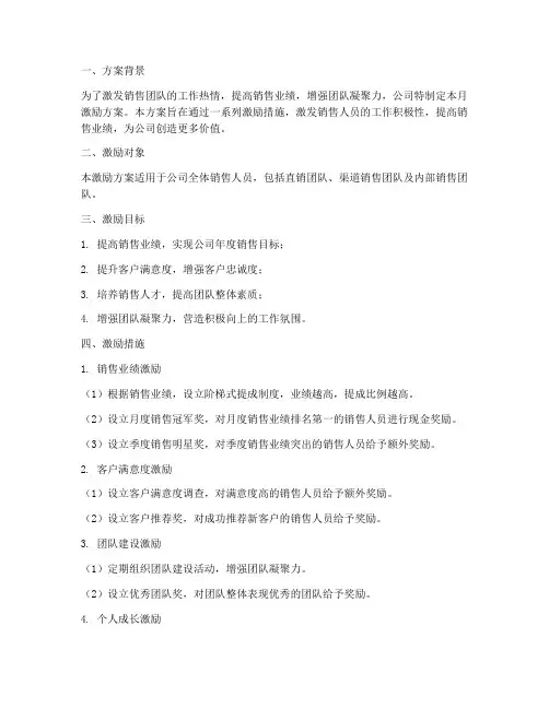 销售人员月激励方案