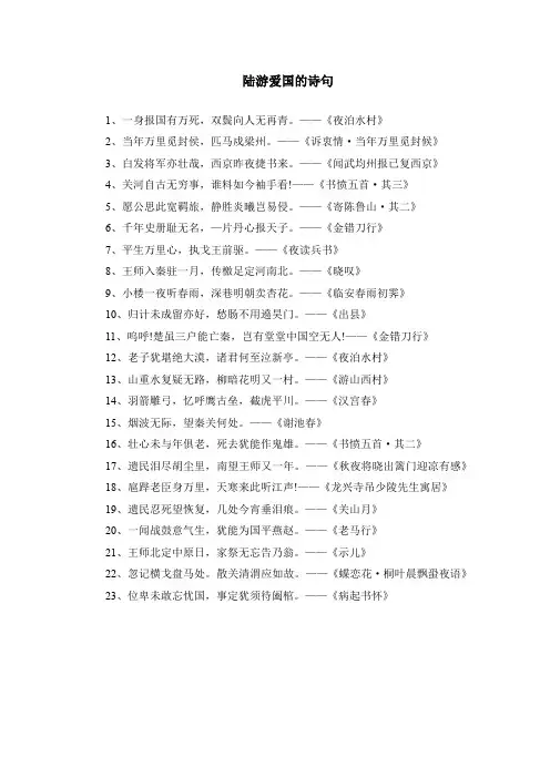 陆游爱国的诗句