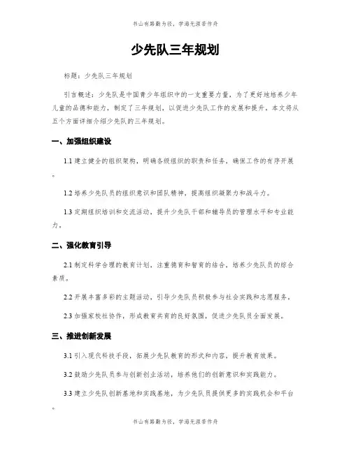 少先队三年规划