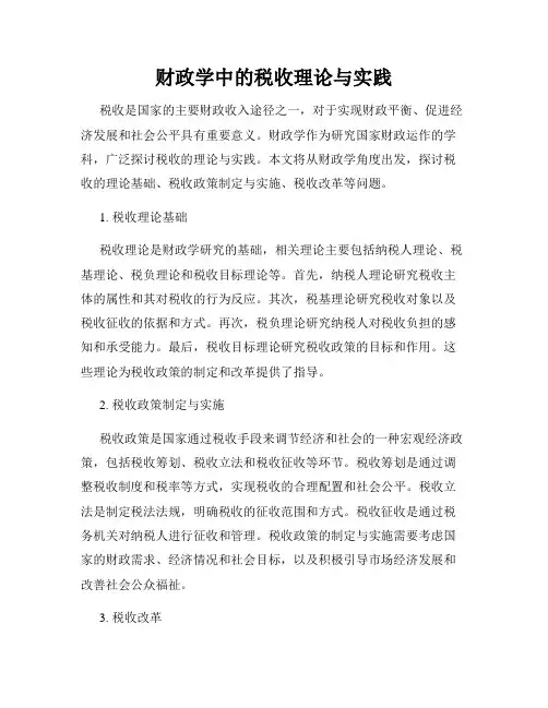 财政学中的税收理论与实践