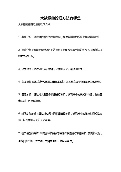 大数据的挖掘方法有哪些