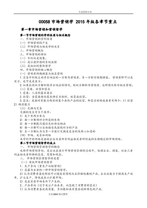 00058市场营销学各章节重点