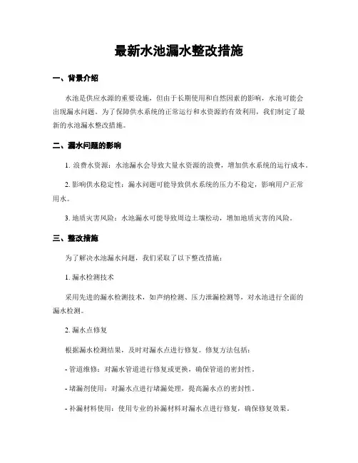 最新水池漏水整改措施