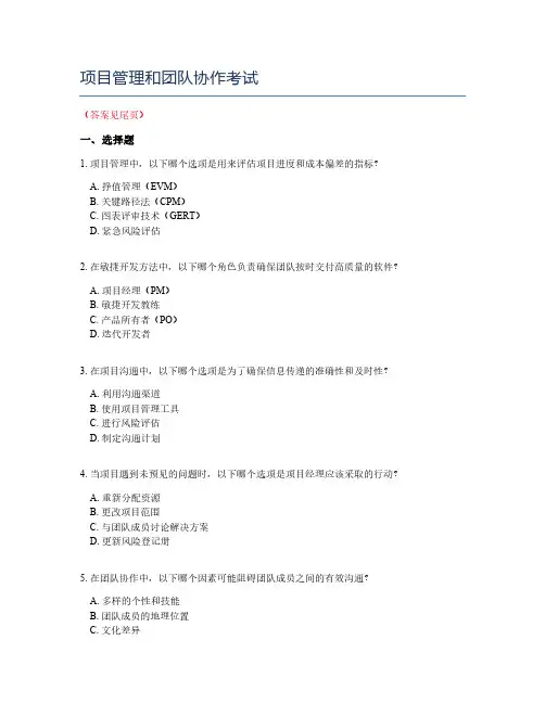 项目管理和团队协作考试