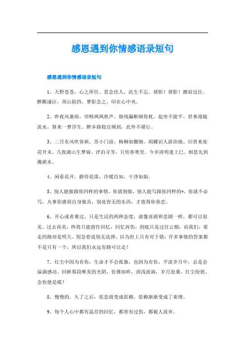 感恩遇到你情感语录短句