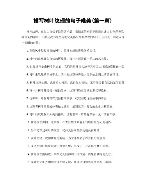 描写树叶纹理的句子唯美(精选合集两篇)