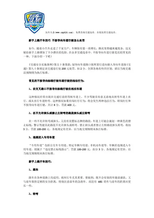 新手上路开车技巧 不按导向车道行驶怎么处罚