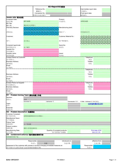 8D-Report-中英文对照模板