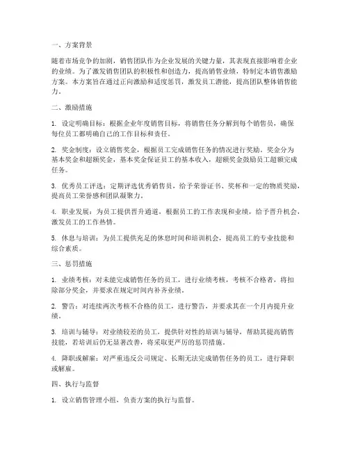 销售激励方案惩罚员工