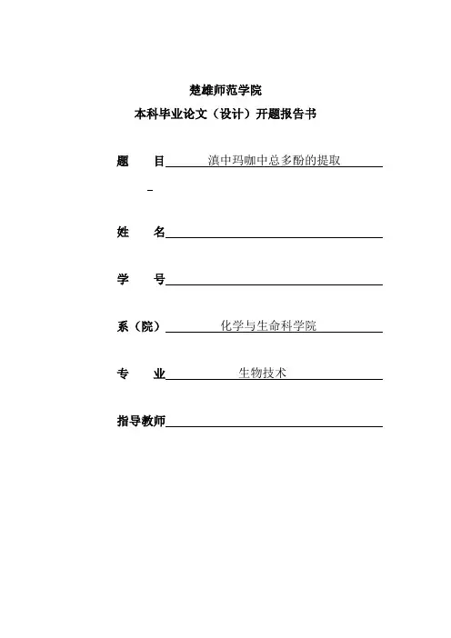 毕业论文开题报告书