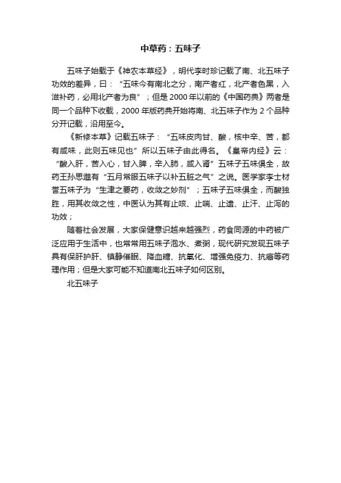 中草药：五味子