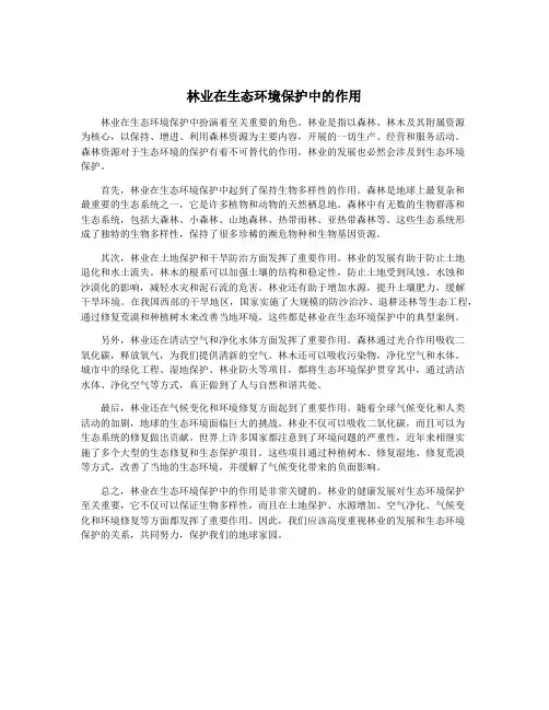 林业在生态环境保护中的作用