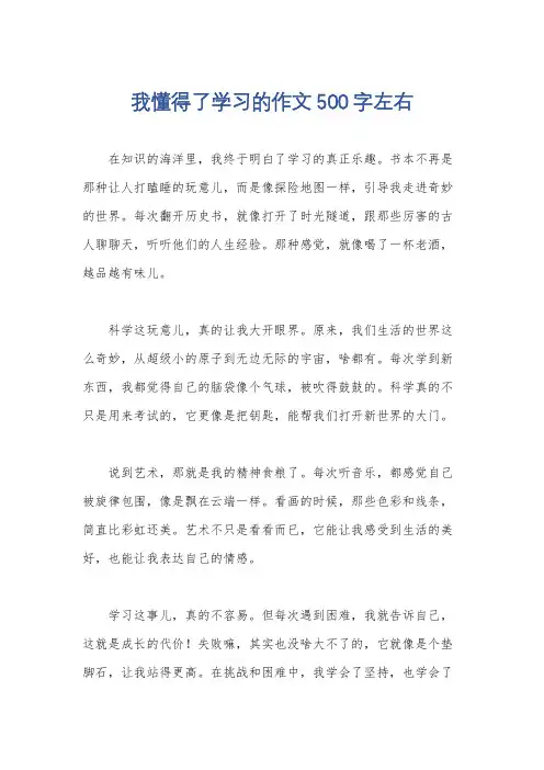 我懂得了学习的作文500字左右