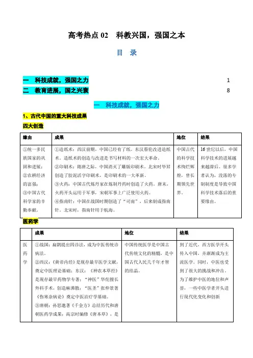 高考热点02 科教兴国,强国之本(讲义)(解析版)