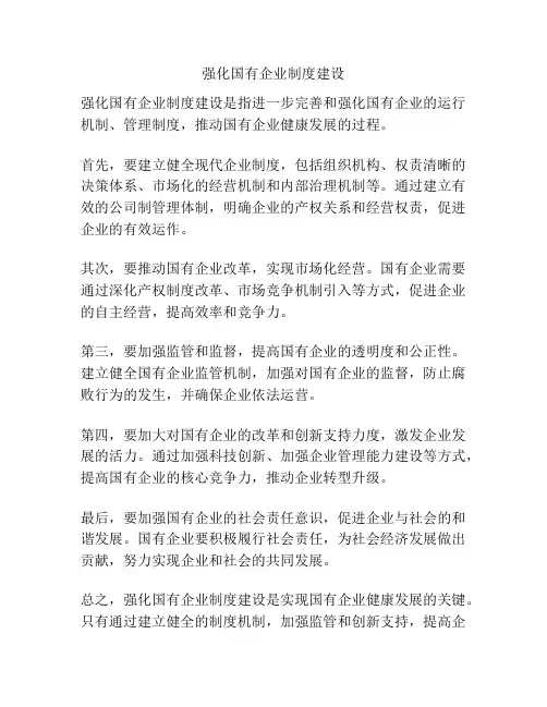 强化国有企业制度建设