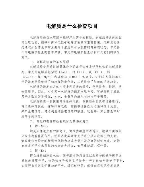 电解质是什么检查项目