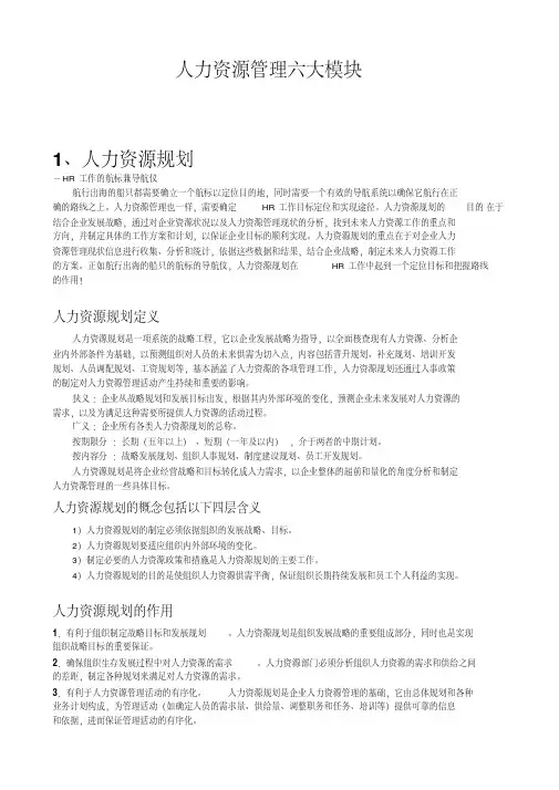 人力资源管理六大模块详解