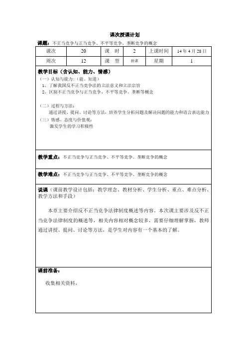 20-12-1不正当竞争与正当竞争、不平等竞争、垄断竞争的概念