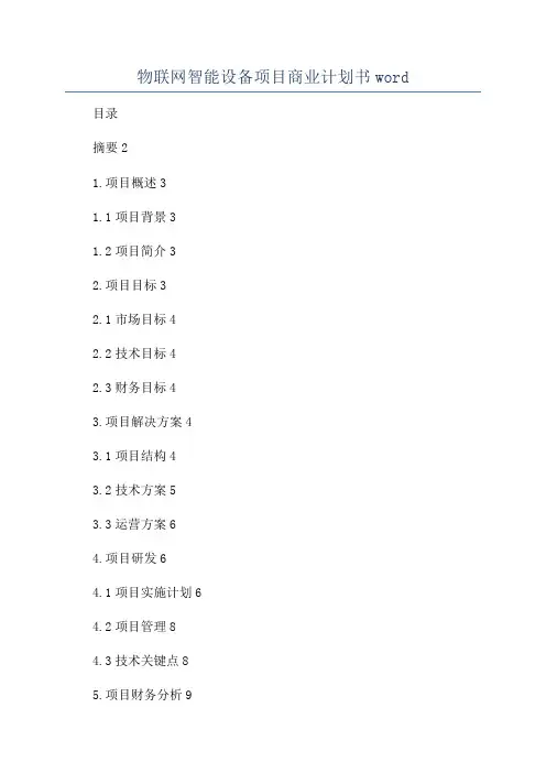 物联网智能设备项目商业计划书word