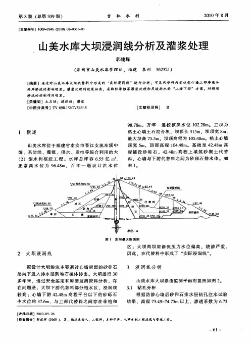 山美水库大坝浸润线分析及灌浆处理