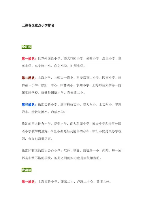 上海重点小学排名一览表