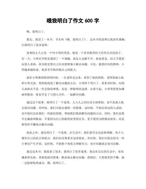 哦我明白了作文600字
