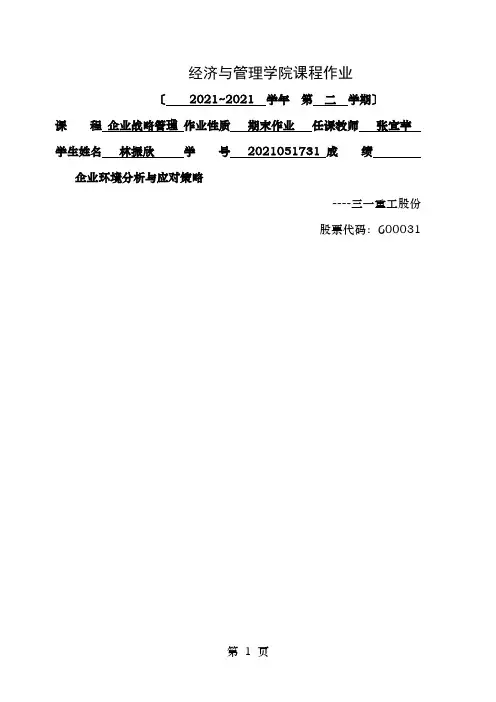 三一重工企业战略分析