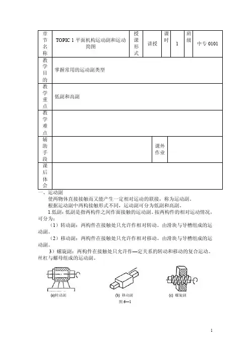 平面机构运动副和运动简图