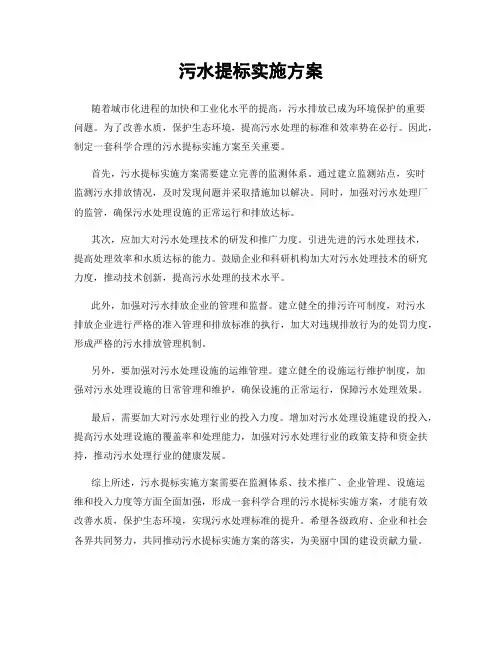 污水提标实施方案