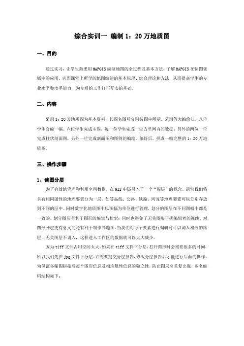 编制1：20万地质图