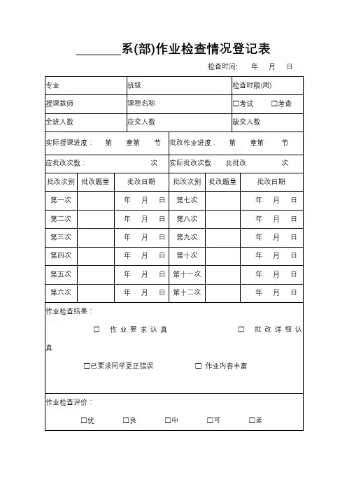 系部)作业检查情况登记表【模板】