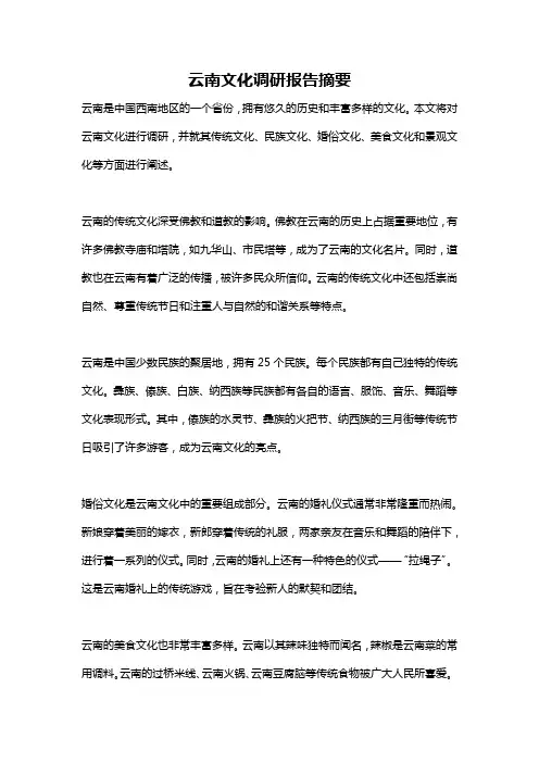 云南文化调研报告摘要