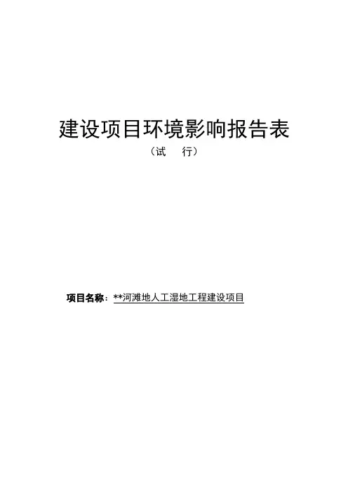 某某河滩地人工湿地工程建设项目环境影响报告表