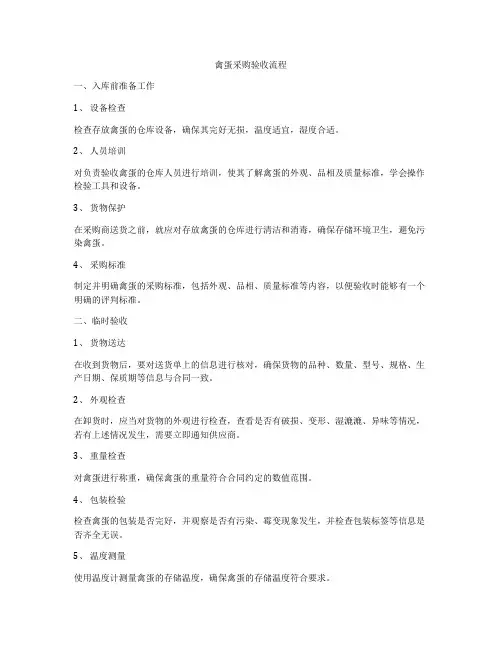 禽蛋采购验收流程