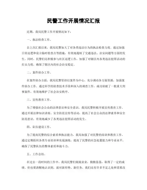 民警工作开展情况汇报
