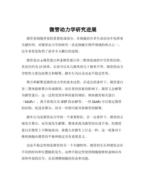 微管动力学研究进展